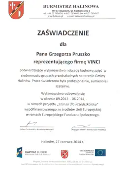 List referencyjny dla Vinci
