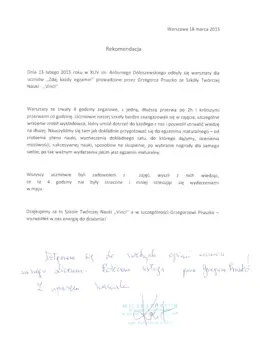 List referencyjny dla Vinci