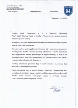 List referencyjny dla Vinci