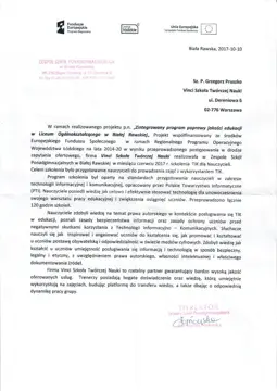 List referencyjny dla Vinci