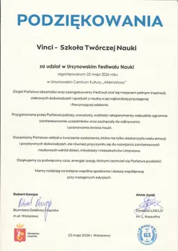 List referencyjny dla Vinci